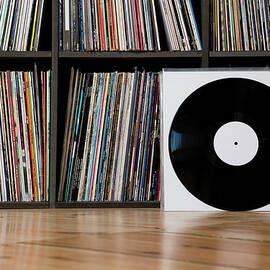 Records Leaning Against Shelves by Halfdark