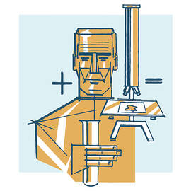 Scientist with Microscope and Beaker by CSA Images