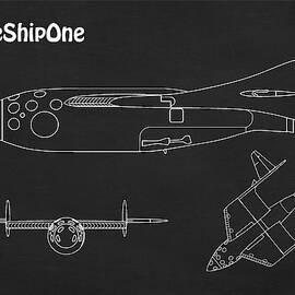 SpaceShipOne Airplane Blueprint. Drawing Plans with design outline for the SpaceShipOne Spaceplane by SP JE Art