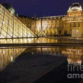 The Louvre Paris France The Pyramid at Night Architecture