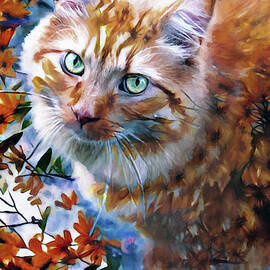 Those Eyes - Orange Cat by Peggy Collins