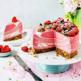 Zebra Raspberry Cheesecake With A Biscuit Base by Ewgenija Schall