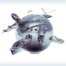 Metallic Globe With Different Forms Of by Coneyl Jay