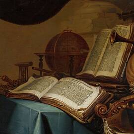 Still Life With Books, A Globe And Musical Instruments by Jan Vermeulen
