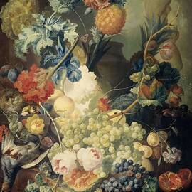 Still Life with Flowers, Fruit and Birds.