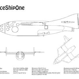 Spaceshipone Airplane Blueprint. Drawing Plans With Design Outline For The Spaceshipone Spaceplane by SP JE Art
