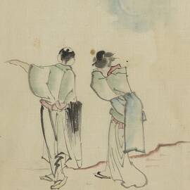 A Man And A Woman, Seen From Behind, Are Looking To Where