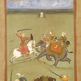 A Prince Fighting His Enemies On An Elephant, C.1710