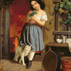 A Young Girl With A Cat, 1866