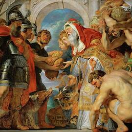 Abraham and Melchisedech. Abraham returns victorious from a battle against king Kedor. by Peter Paul Rubens -1577-1640-
