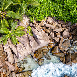 Aerial View Of La Digue, Seychelles by Heiko Meier