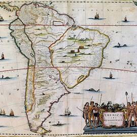AMERICAE PARTE MERIDIONALIS - 17TH CENTURY. by Juan Jansonio -17th cent -