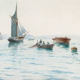 Anna Palm  1859-1924 Fishing boat lays out nets by Celestial Images