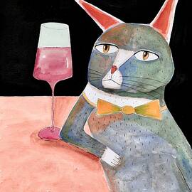 Bar Cat with Bow Tie by Sharyn Bursic