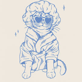 Bath Cat in Blue by Tara Royle