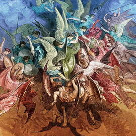 Battle Of The Angels From Paradise Lost By John Milton by Gustave Dore