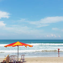 Beach Chairs And Umbrella by David Freund