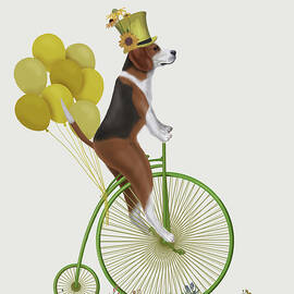 Beagle On Penny Farthing by Fab Funky