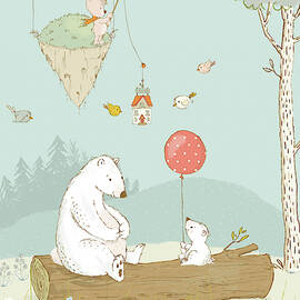 Bears relaxing and a floating island in the sky by Matthias Hauser