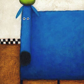 Blue Dog With Apple by Daniel Patrick Kessler
