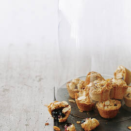 Blueberry Lemon Crumbles In A Glass Cloche by Romulo Yanes