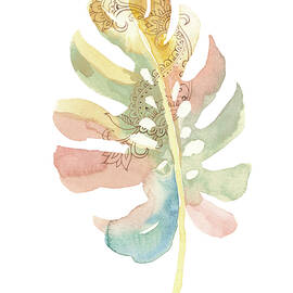 Boho Tropical Leaf Ii On White by Danhui Nai