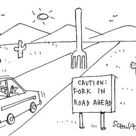 Caution Fork In Road Ahead by Harley Schwadron