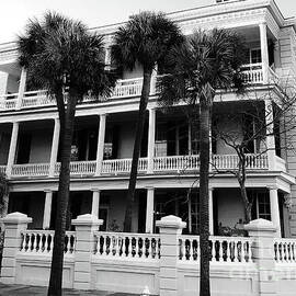 Charleston Battery Park Historical Mansion Black White Fine Art  by Kathy Fornal