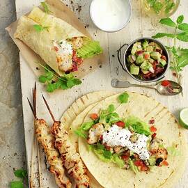 Chicken Wraps With Avocado Salsa And Sour Cream by Ian Garlick
