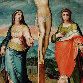 Christ On The Cross With Saints Mary,john The Evangelist