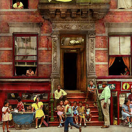 City - Harlem NY - Stoop life 1935 by Mike Savad