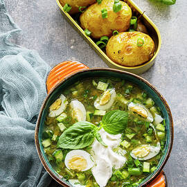 Cold Sorrel Soup With Cucumbers, Herbs And Quail Eggs russian Soup by Andrey Maslakov