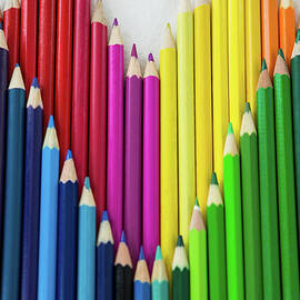 Colored Pencils Arranged In Heart Shape by Wavebreakmedia