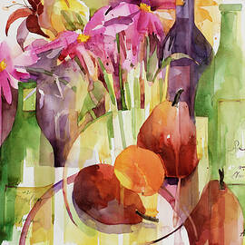 Cosmos, Bottles And Pears by Annelein Beukenkamp