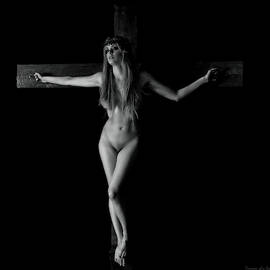 Crucifix portrait in the darkness by Ramon Martinez