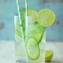 Cucumber Queen mocktail With Cucumber, Dill, Agave Syrup And Mineral Water by Jan Wischnewski