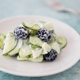 Cucumber Salad With Blackberries, Yoghurt And Dill by Jan Wischnewski