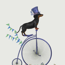 Dachshund On Penny Farthing by Fab Funky