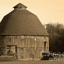 Dana, Indiana Round Barn Sepia by Steve Gass
