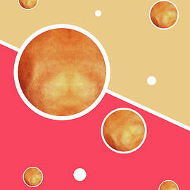 Deep Pink, Peach and Gold Pattern - Pastel Colors - Abstract Pattern Design - Modern, Minimal by Studio Grafiikka