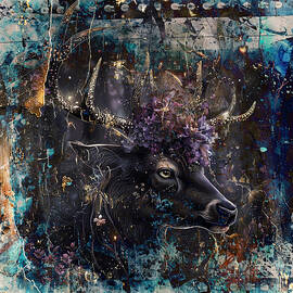 Deer Animal Vintage Art Illustration Wallart 01 by Rafal Kulik