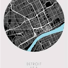 Detroit, USA Minimalist Street Map  Poster by Celestial Images