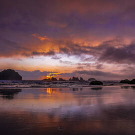 Dramatic Sunset At The Beach by Raymond Ren Rong Liu