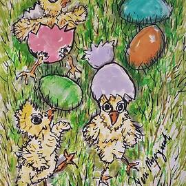 Easter Egg Hatching Chicks by Geraldine Myszenski