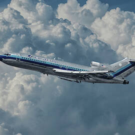 Eastern Airlines 727 with Billowing Clouds by Erik Simonsen