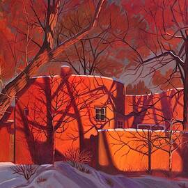 Evening Shadows on a Round Taos House by Art West