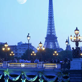 Evening View Of Eiffel Tower At Moonrise by Grant Faint