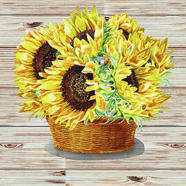 Farmers Market Basket With Sunflowers 