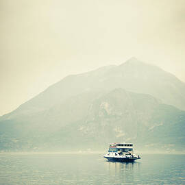 Ferry Boat In Lake Como At Sunset by Cirano83