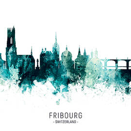 Fribourg Switzerland Skyline by Michael Tompsett